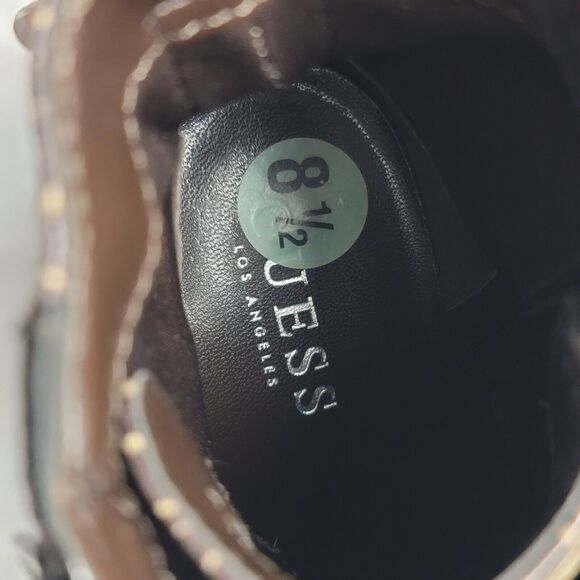 Guess Los Angeles Womens Brown Logo Ankle Combat Lace Up Boots Side Zip Sz 8.5M - Picture 6 of 12